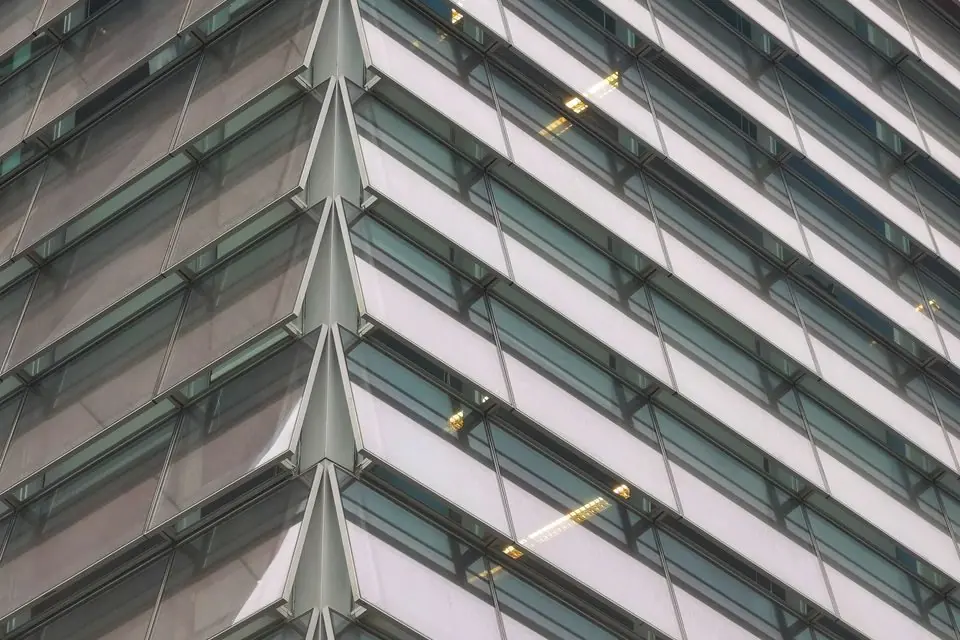 Modern Glass Facade of Office Building